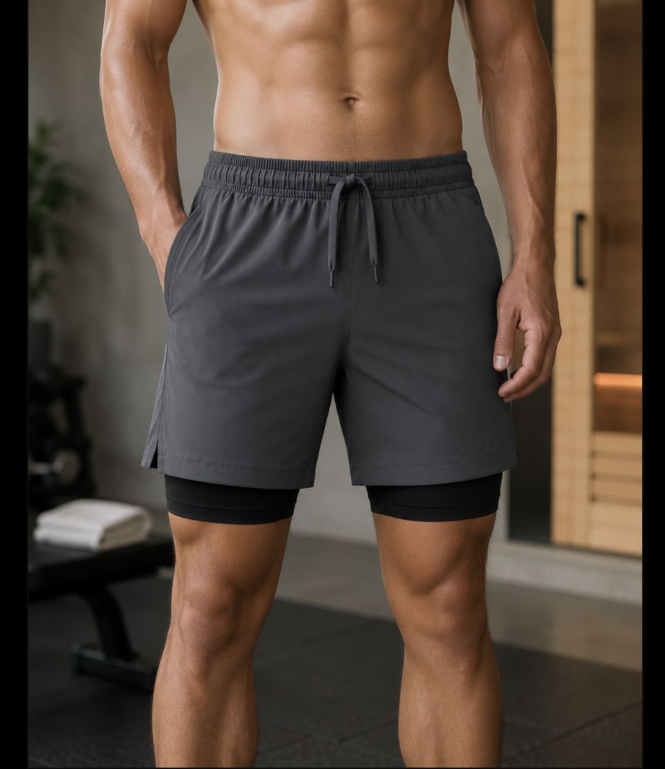 Man wearing the cooling recovery shorts
